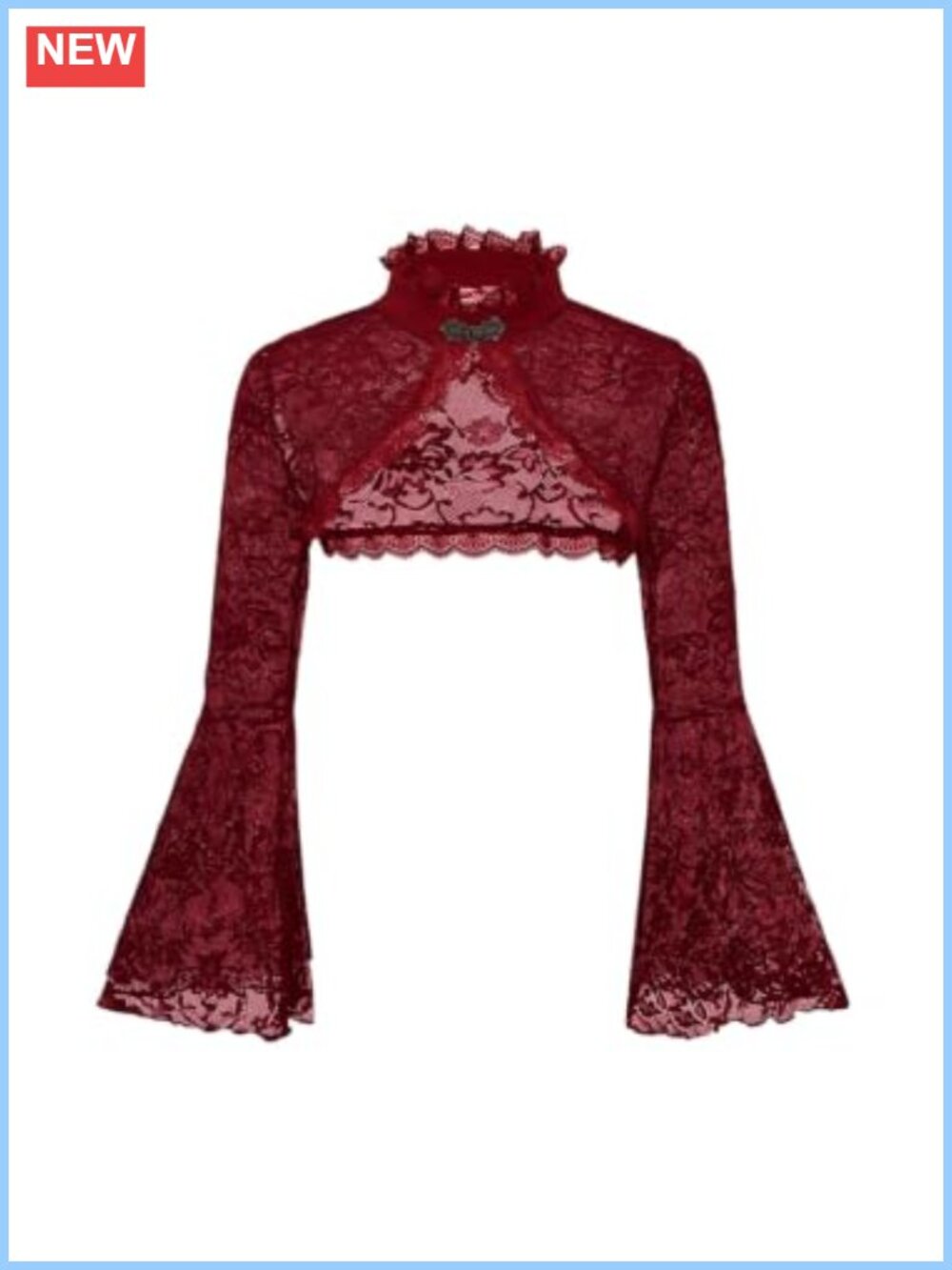 Plus Size Lace Crop Top Bell Sleeve Sheer Shrug